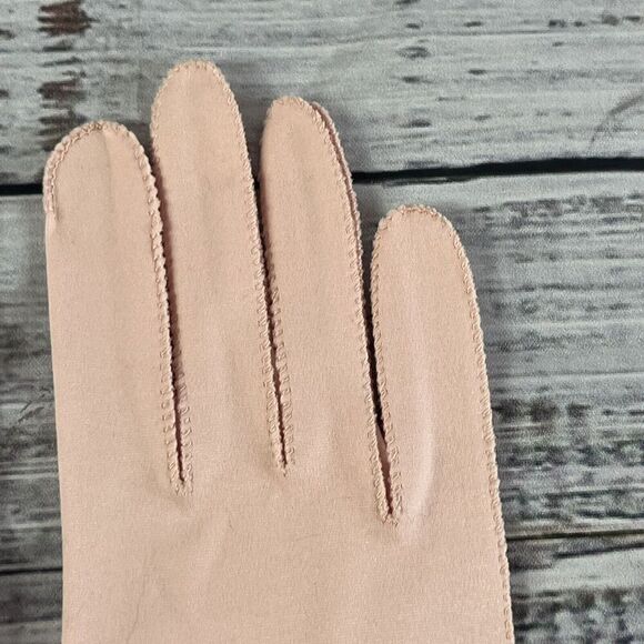 Vintage Crescendoe Pink Fabric Bridgerton Hand Gloves size 7 Stretch Tea Party - Picture 7 of 11
